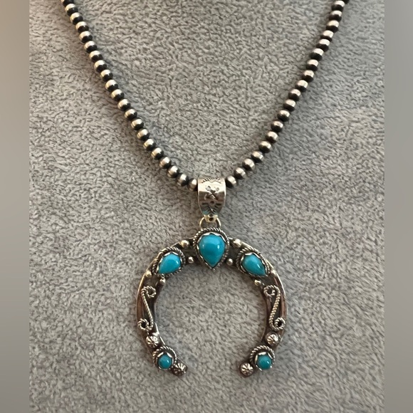 ❤️ Kingman Turquoise NAJA Sterling Navajo Decorative Pendant 13.5Gm / 2.31”L - Picture 13 of 13